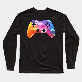 Abstract Splatter Paint - Gaming Gamer Abstract - Gamepad Controller - Video Game Lover - Graphic Background Long Sleeve T-Shirt